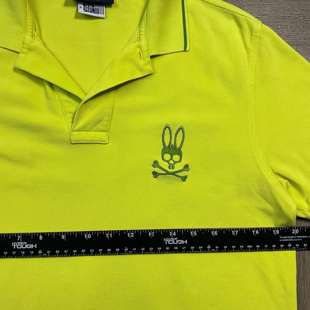 Psycho Bunny Polo Shirt Mens 5 Medium Neon Yellow Embroidered Logo Golf Y2K - Picture 6 of 7
